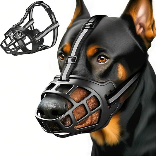 Reflective & Breathable Dog Muzzle – Anti-Bark & Anti-Bite, Adjustable for Small, Medium & Large Dogs