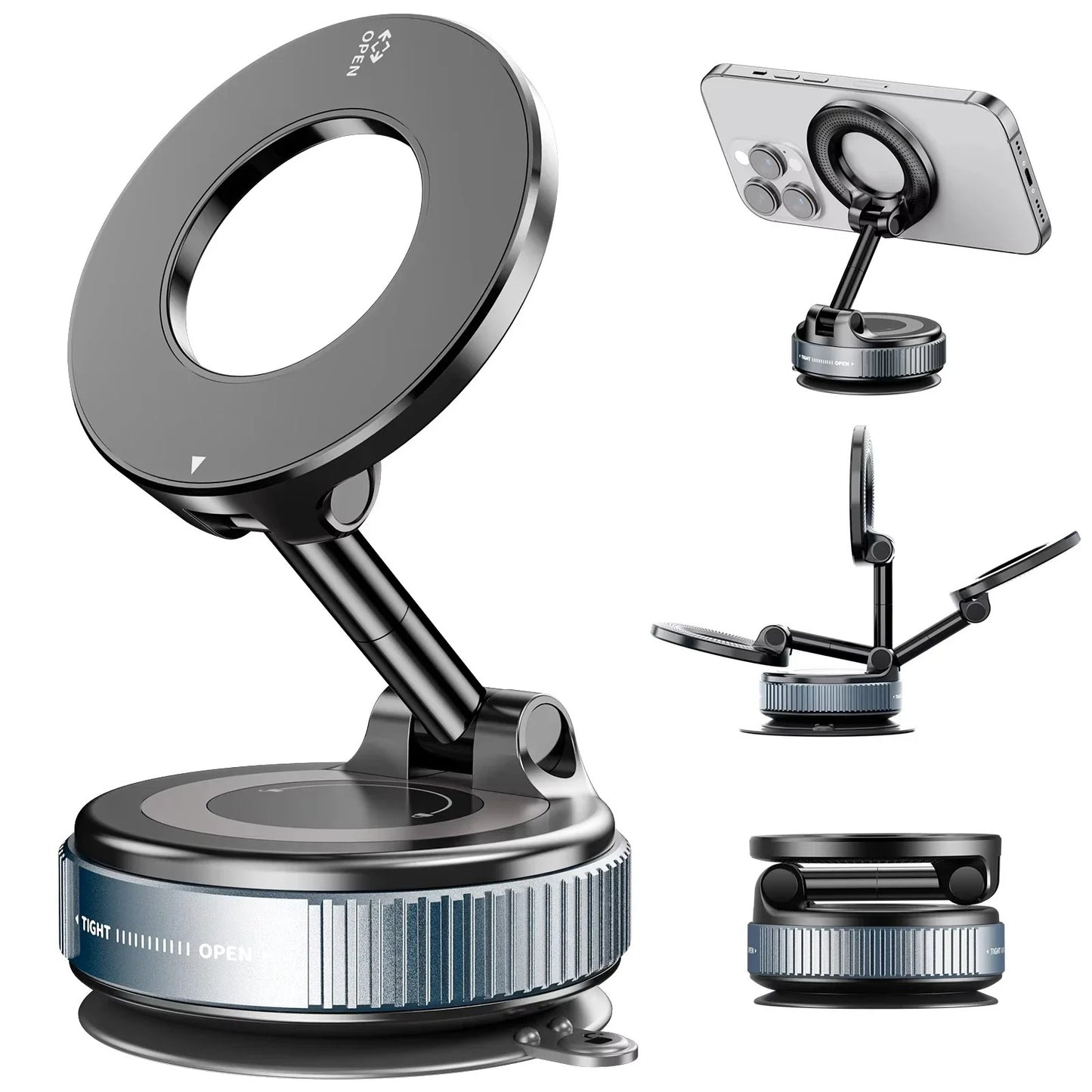 360° Rotating Magnetic Car Phone Holder – Universal Vacuum Suction Mount for GPS & Navigation