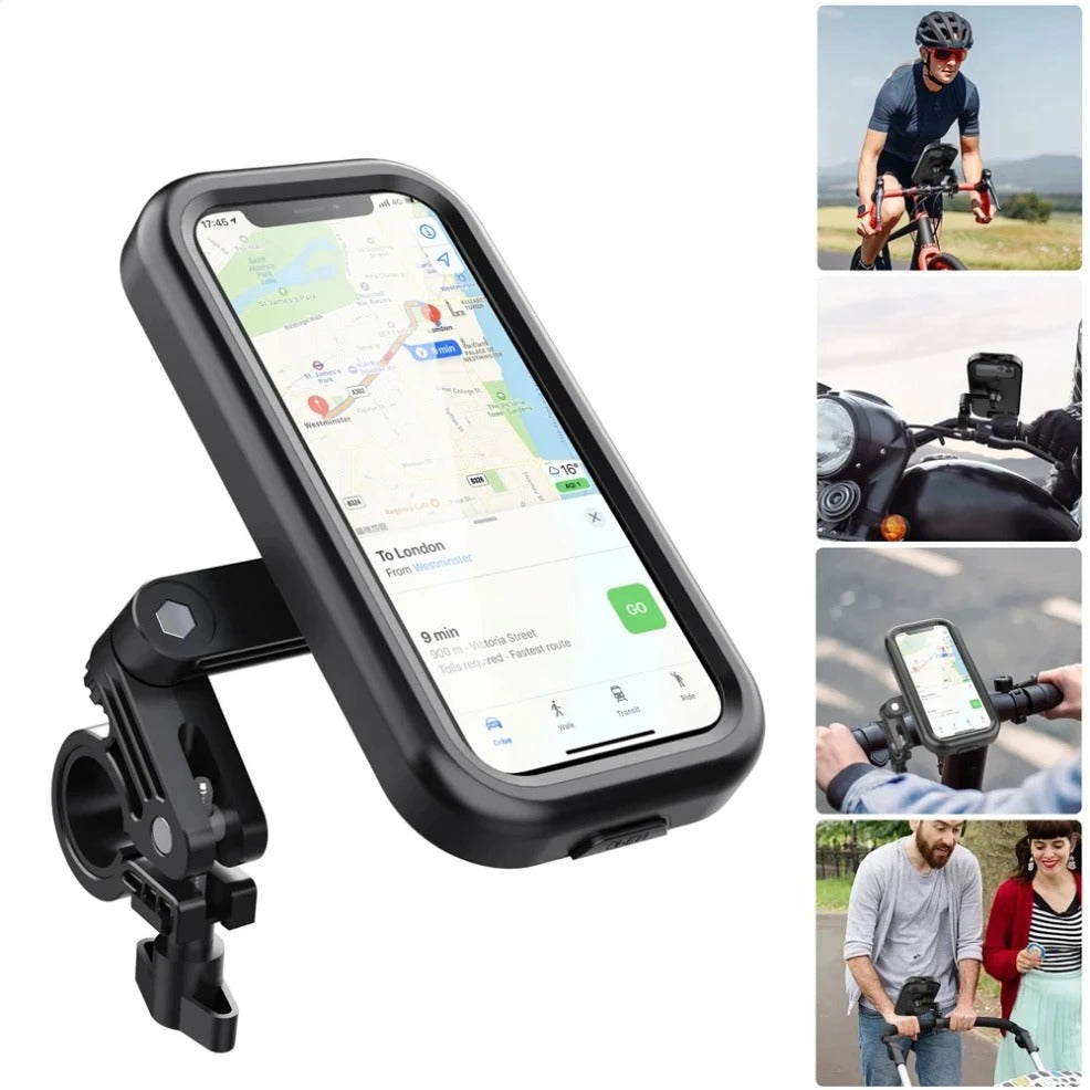 Waterproof Bike Phone Mount Bag | Handlebar Phone Holder for Bicycle, Motorcycle & Scooter (iPhone & Android Compatible)