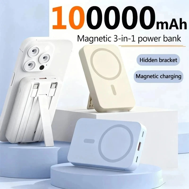 100000mAh Magnetic Wireless Power Bank | Fast Charging PD 22.5W Portable Charger for iPhone, MagSafe & Android