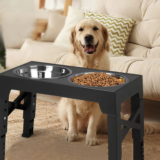 BOOTEELY Adjustable Elevated Dog Bowls – Double Stainless Steel Feeder for Small, Medium & Large Dogs