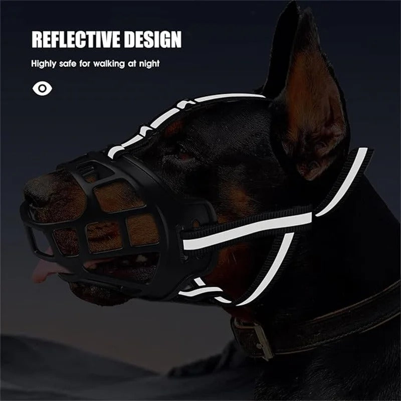 Reflective & Breathable Dog Muzzle – Anti-Bark & Anti-Bite, Adjustable for Small, Medium & Large Dogs