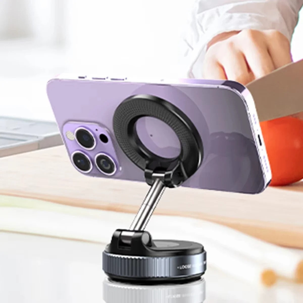 360° Rotating Magnetic Car Phone Holder – Universal Vacuum Suction Mount for GPS & Navigation
