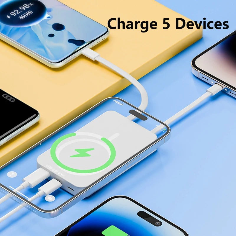100000mAh Magnetic Wireless Power Bank | Fast Charging PD 22.5W Portable Charger for iPhone, MagSafe & Android
