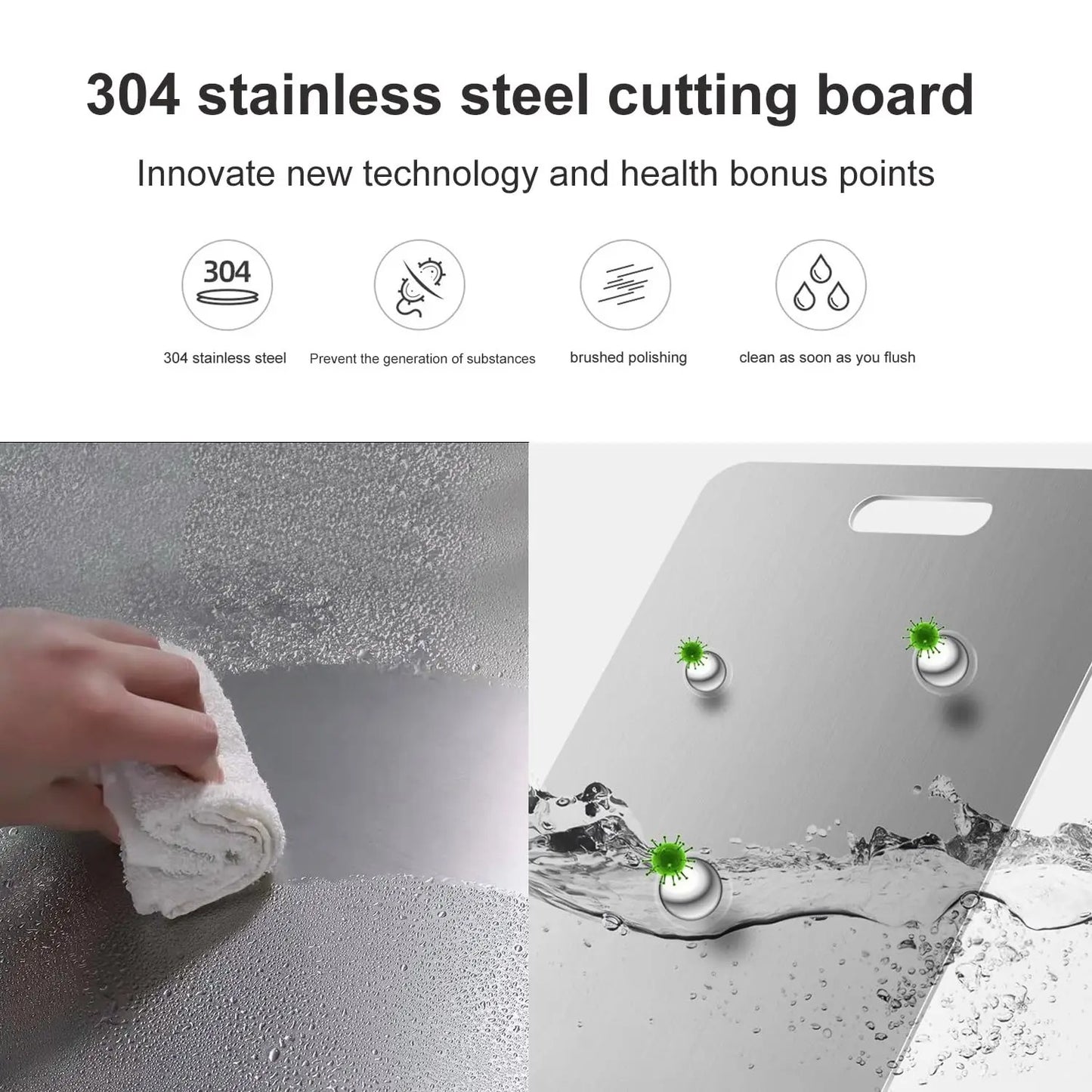 Titanium Cutting Board for Kitchen | Double-Sided 304 Stainless Steel, Heavy Duty Meat & Vegetable Chopping Board
