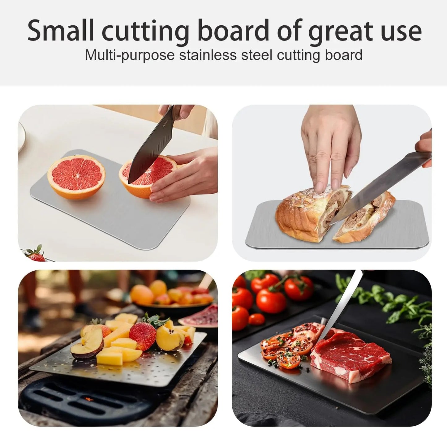 Titanium Cutting Board for Kitchen | Double-Sided 304 Stainless Steel, Heavy Duty Meat & Vegetable Chopping Board