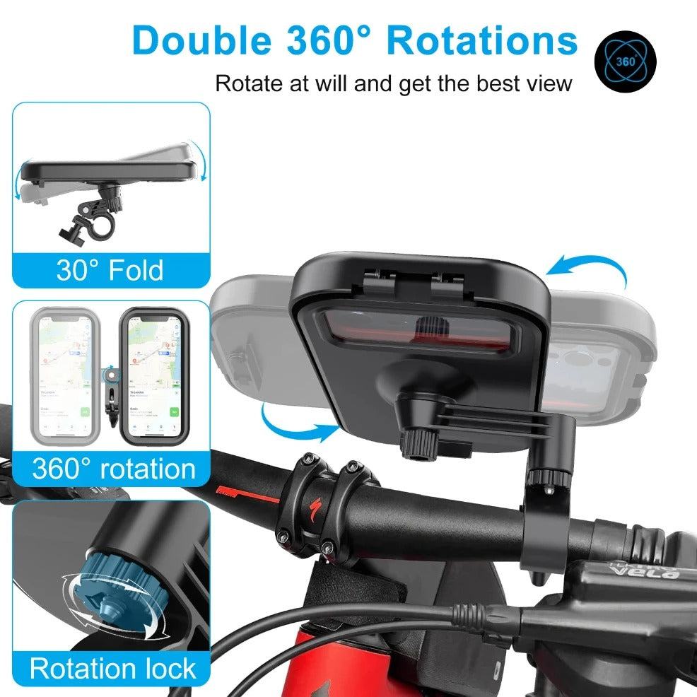 Waterproof Bike Phone Mount Bag | Handlebar Phone Holder for Bicycle, Motorcycle & Scooter (iPhone & Android Compatible)