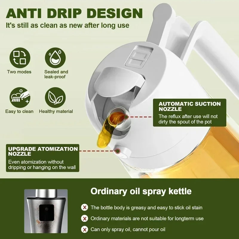 Oil Spray Bottle for Cooking | Leakproof Glass Olive Oil Sprayer for Air Fryer, Kitchen Oil Dispenser