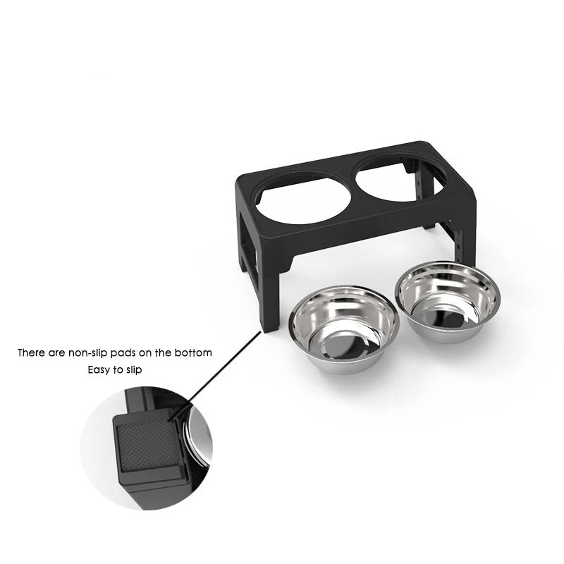 BOOTEELY Adjustable Elevated Dog Bowls – Double Stainless Steel Feeder for Small, Medium & Large Dogs