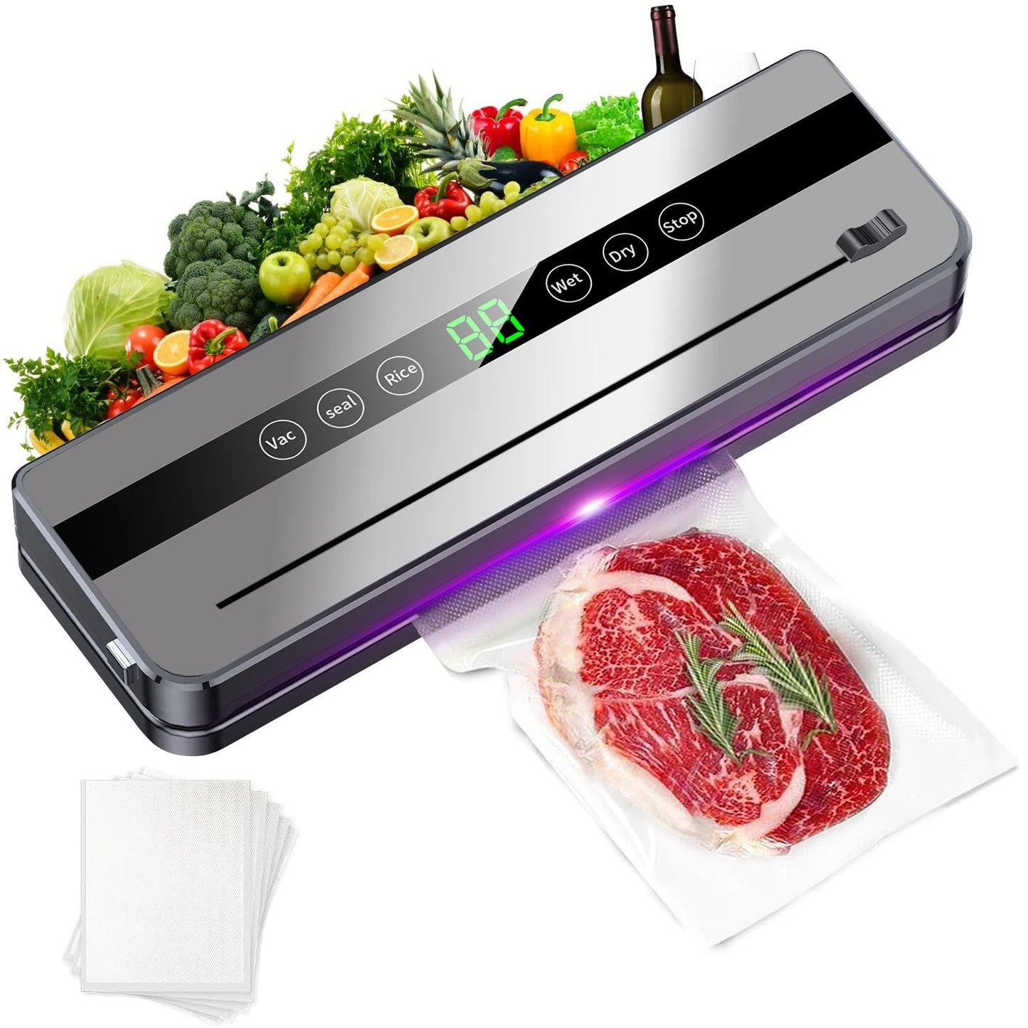 Electric Vacuum Sealer Machine | Food Saver with Touch Control, Built-in Cutter, Dry & Moist Sealing